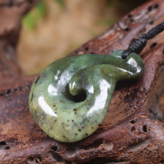 Hei Matau or Fish Hook carved from Hapopo Pounamu - NZ Greenstone