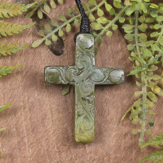NZ Greenstone Cross pendant 
