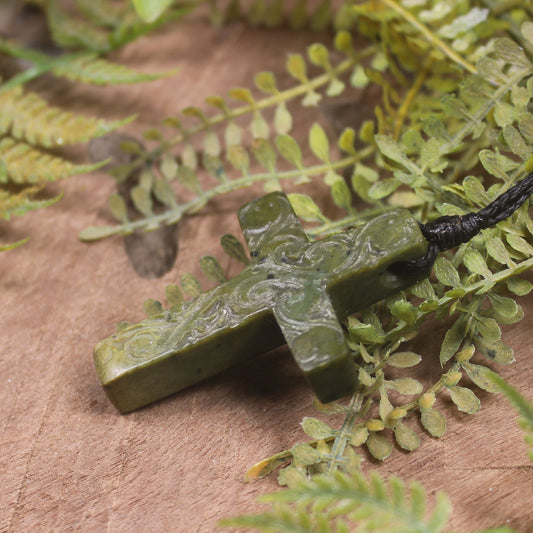 NZ Greenstone Cross pendant 
