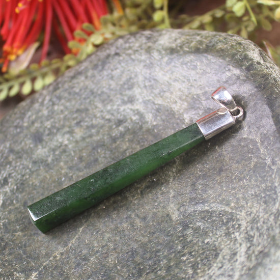 Kawakawa Pounamu pendant set in Sterling Silver - NZ Greenstone