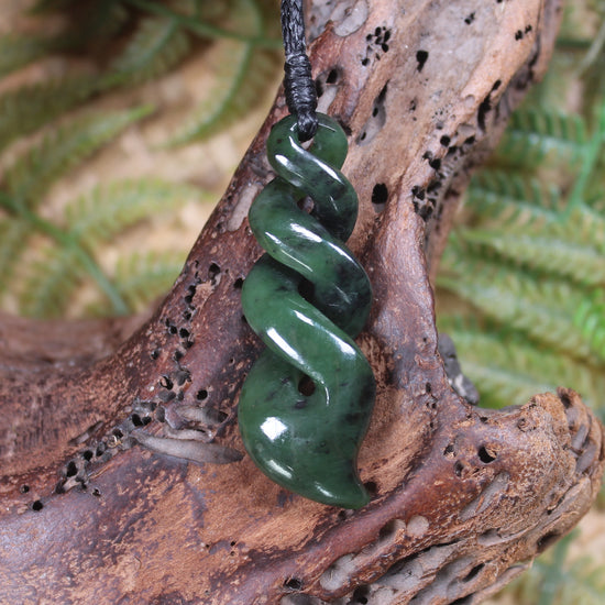 Twist carved from Rimu Pounamu - NZ Greenstone