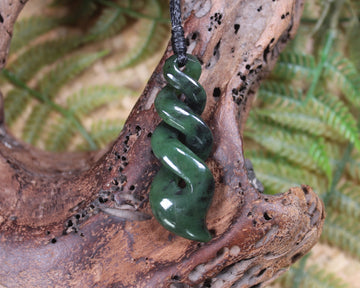 Twist carved from Rimu Pounamu - NZ Greenstone