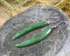 Huia Beak earrings carved from Hapopo Pounamu - NZ Greenstone