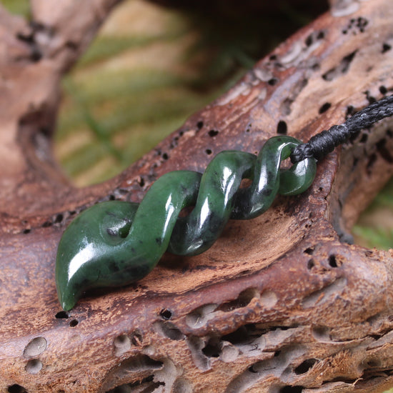 Twist carved from Rimu Pounamu - NZ Greenstone