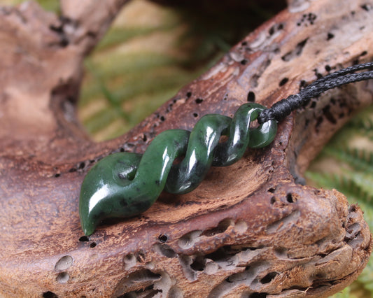 Twist carved from Rimu Pounamu - NZ Greenstone