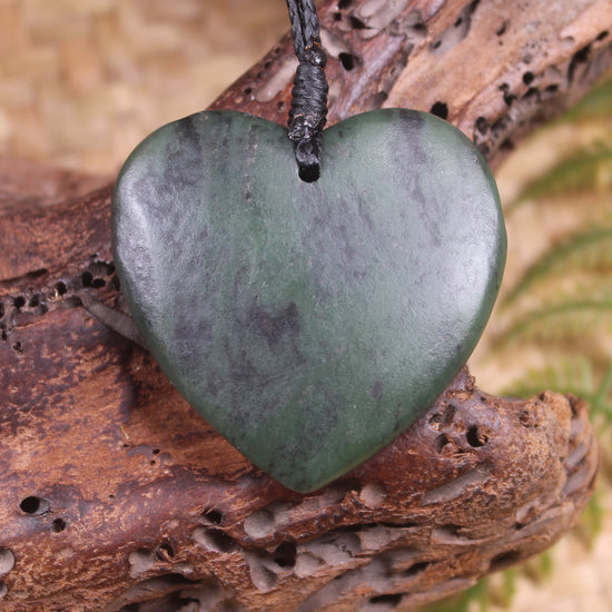 Heart carved from Hapopo Pounamu - NZ Greenstone