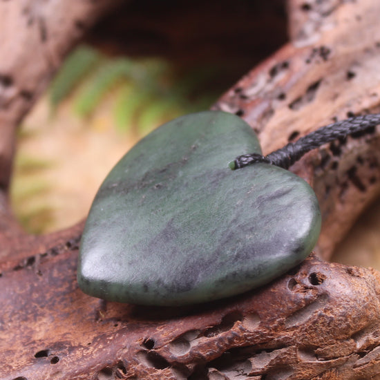 Heart carved from Hapopo Pounamu - NZ Greenstone