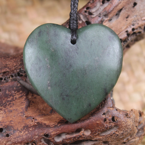 Heart carved from Hapopo Pounamu - NZ Greenstone