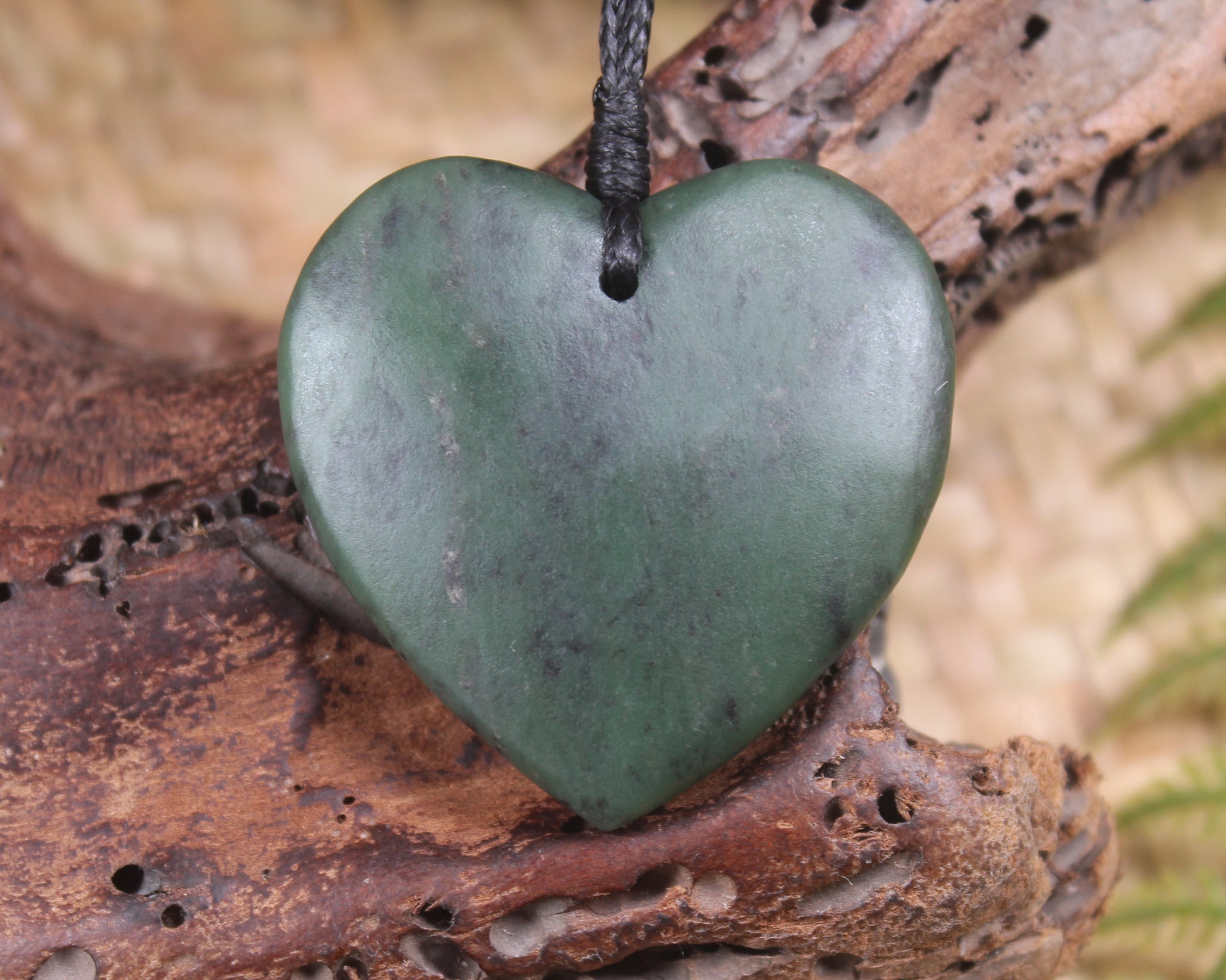 Heart carved from Hapopo Pounamu - NZ Greenstone