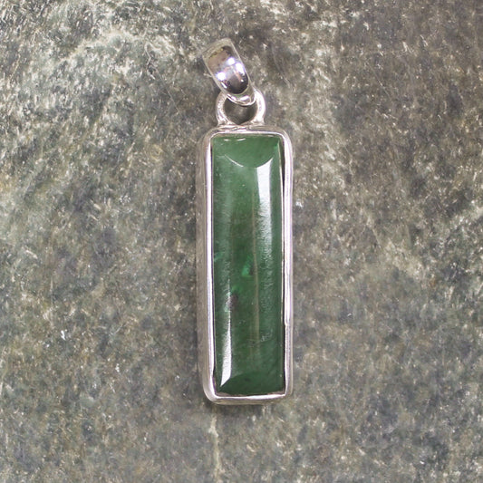 Hapopo Pounamu pendant set in Sterling Silver - NZ Greenstone