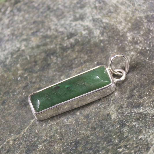 Hapopo Pounamu pendant set in Sterling Silver - NZ Greenstone
