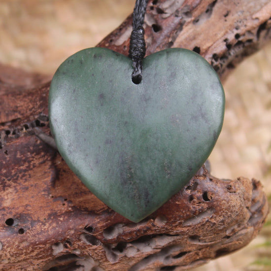 Heart carved from Hapopo Pounamu - NZ Greenstone