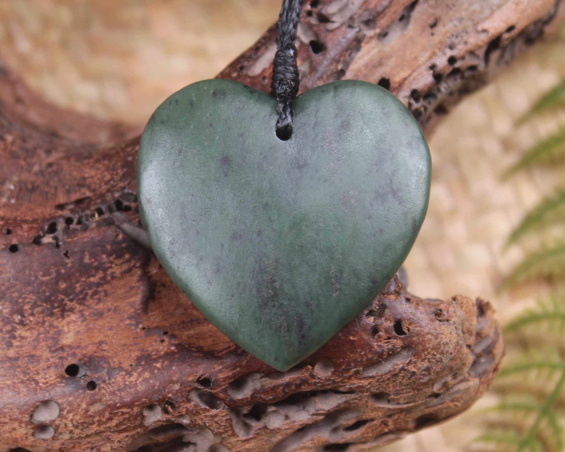 Heart carved from Hapopo Pounamu - NZ Greenstone