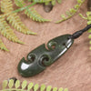 Roimata or Teardop with Koru carved from Rimu Pounamu - NZ Greenstone
