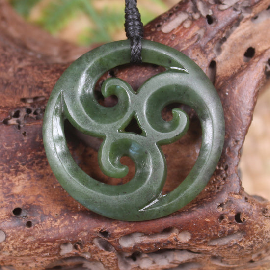 Koru carved from Rimu Pounamu - NZ Greenstone
