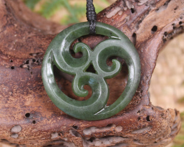 Koru carved from Rimu Pounamu - NZ Greenstone