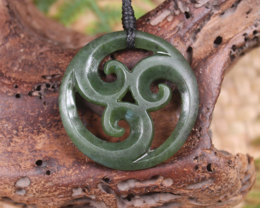 Koru carved from Rimu Pounamu - NZ Greenstone