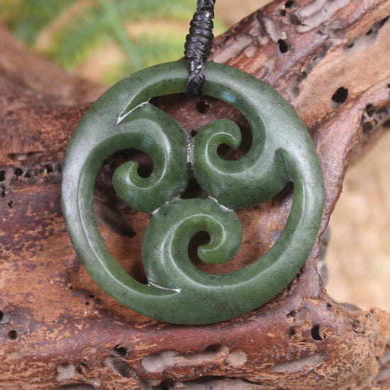 Koru carved from Rimu Pounamu - NZ Greenstone