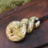 Twist or Pikorua carved from Flower Jade Pounamu - NZ Greenstone