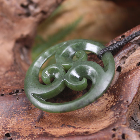 Koru carved from Rimu Pounamu - NZ Greenstone