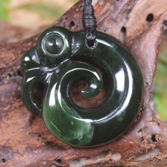 Koropepe carved from Kawakawa Pounamu - NZ Greenstone