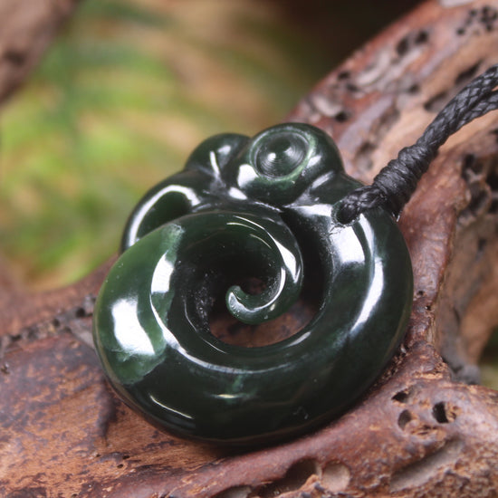 Koropepe carved from Kawakawa Pounamu - NZ Greenstone