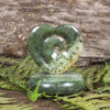 Koru heart sculpture carved from Flower Jade Pounamu - NZ Greenstone