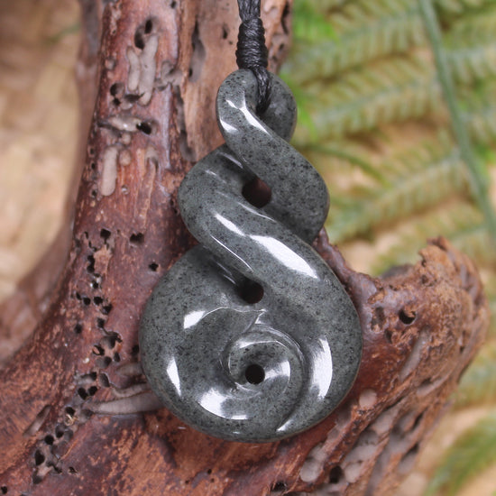 Koru Twist carved from Serpentine Pounamu - NZ Greenstone