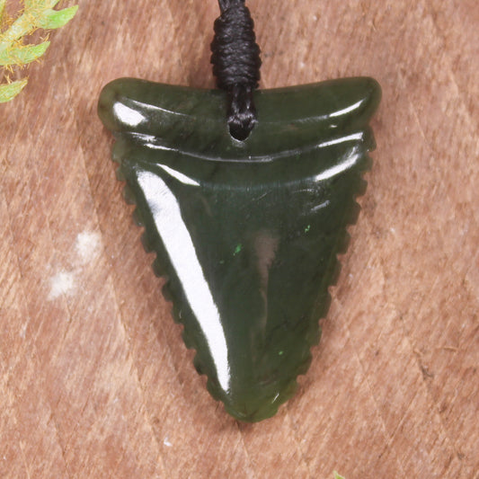 Tooth pendant carved from Rimu Pounamu - NZ Greenstone