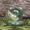 Koru heart sculpture carved from Flower Jade Pounamu - NZ Greenstone