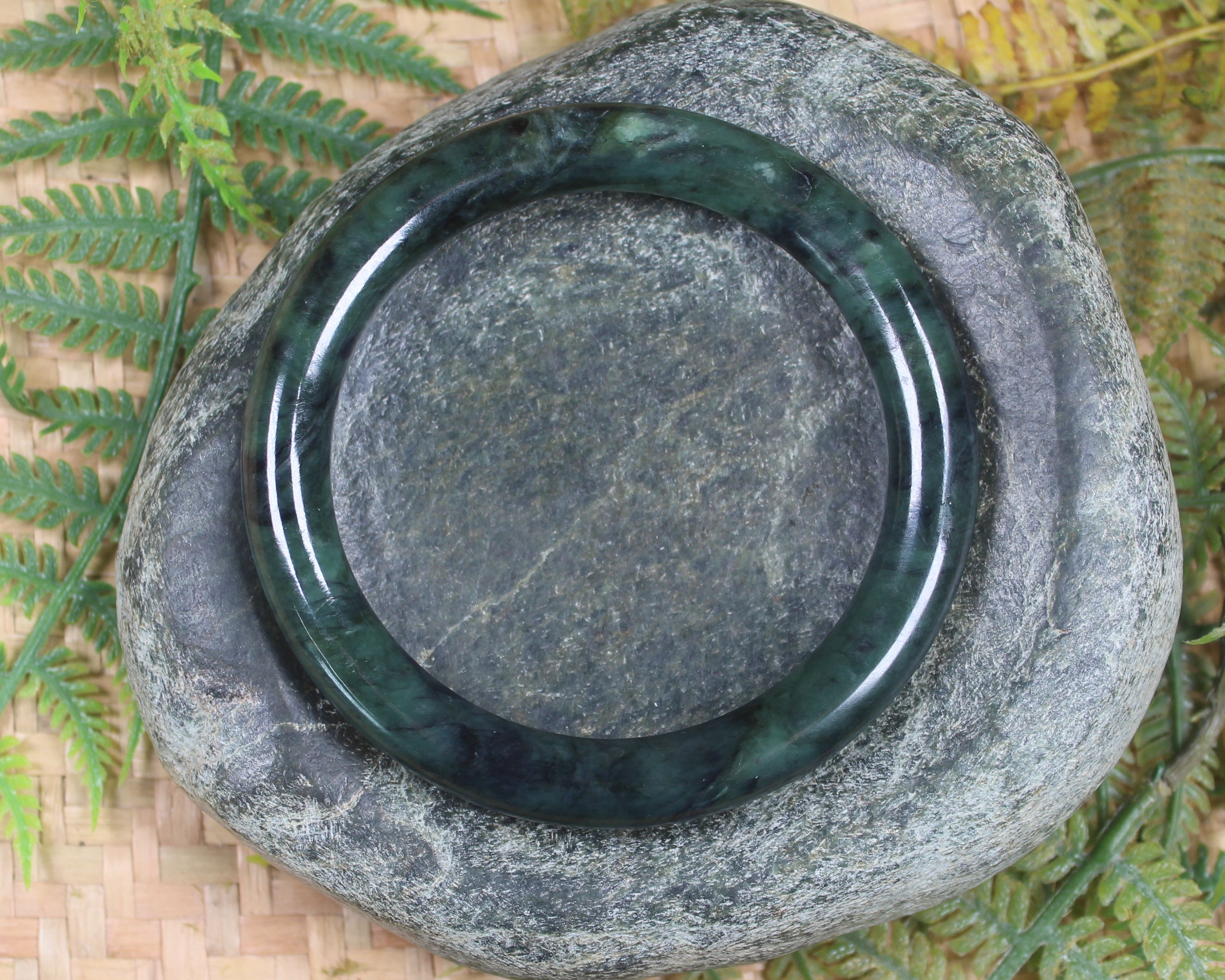 Bangle carved from Rimu Pounamu - NZ Greenstone