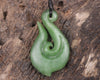 Hei Matau or Fish Hook carved from Hapopo Pounamu - NZ Greenstone