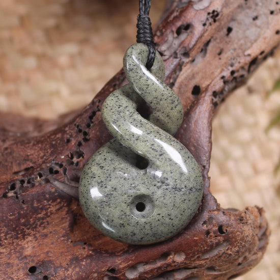Koru Twist carved from Serpentine Pounamu - NZ Greenstone
