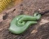 Hei Matau or Fish Hook carved from Hapopo Pounamu - NZ Greenstone