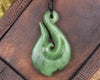 Hei Matau or Fish Hook carved from Hapopo Pounamu - NZ Greenstone