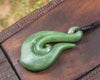 Hei Matau or Fish Hook carved from Hapopo Pounamu - NZ Greenstone