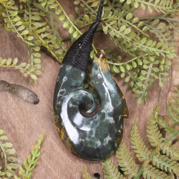 Hei Matau or Fish Hook carved from Totoweka Pounamu - NZ Greenstone