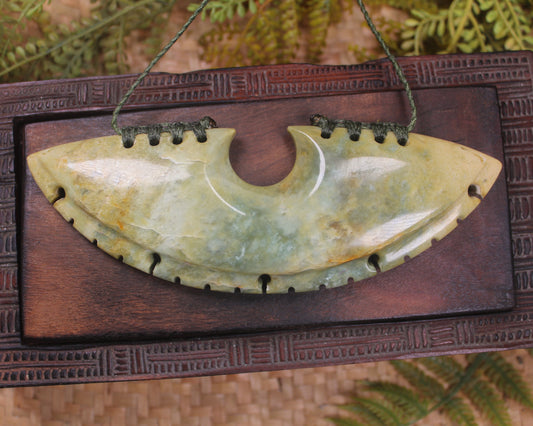 Breastplate or Shield carved from Flower Jade Pounamu - NZ Greenstone