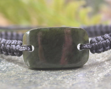 NZ Greenstone Adjustable Cord Bracelet (BH544) Rimu Pounamu