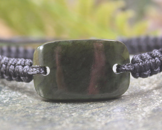 NZ Greenstone Adjustable Cord Bracelet (BH544) Rimu Pounamu