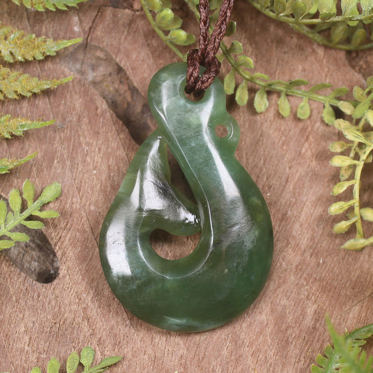 Whale Tail carved from Hapopo Pounamu - NZ Greenstone