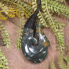 Hei Matau or Fish Hook carved from Rimu Pounamu - NZ Greenstone