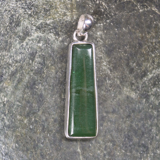 Kawakawa Pounamu pendant set in Sterling Silver - NZ Greenstone