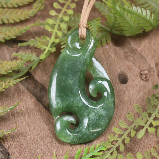 Koru Twist carved from Kawakawa Pounamu - NZ Greenstone