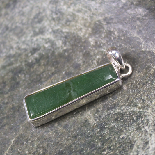Kawakawa Pounamu pendant set in Sterling Silver - NZ Greenstone