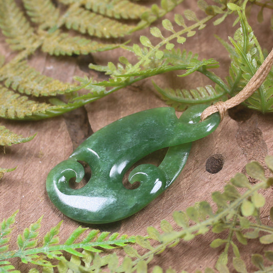 Koru Twist carved from Kawakawa Pounamu - NZ Greenstone