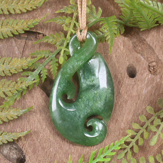 Koru Twist carved from Kawakawa Pounamu - NZ Greenstone