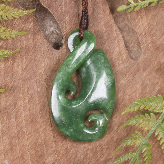 Koru Twist carved from Kawakawa Pounamu - NZ Greenstone