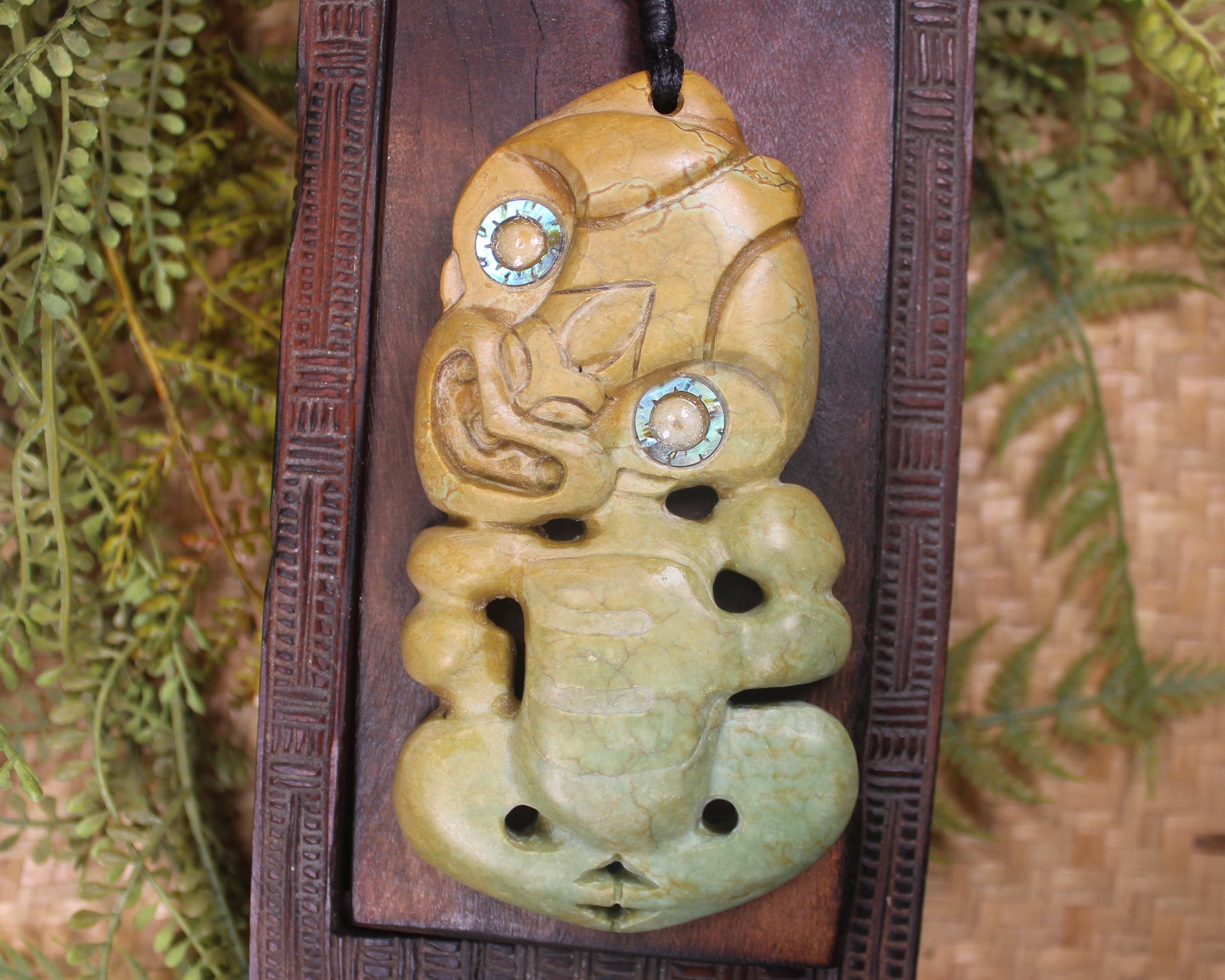 Hei Tiki carved from Flower Jade Pounamu - NZ Greenstone