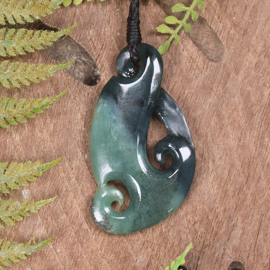 Koru Twist carved from Inanga Pounamu - NZ Greenstone
